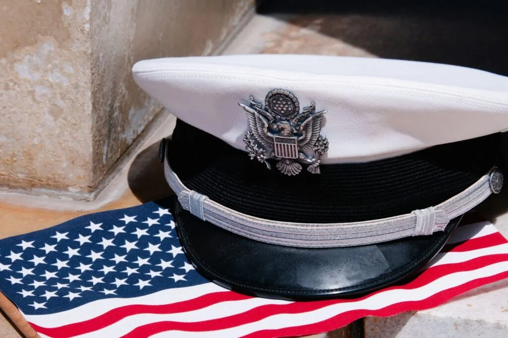 flag and cover of a veteran with PTSD